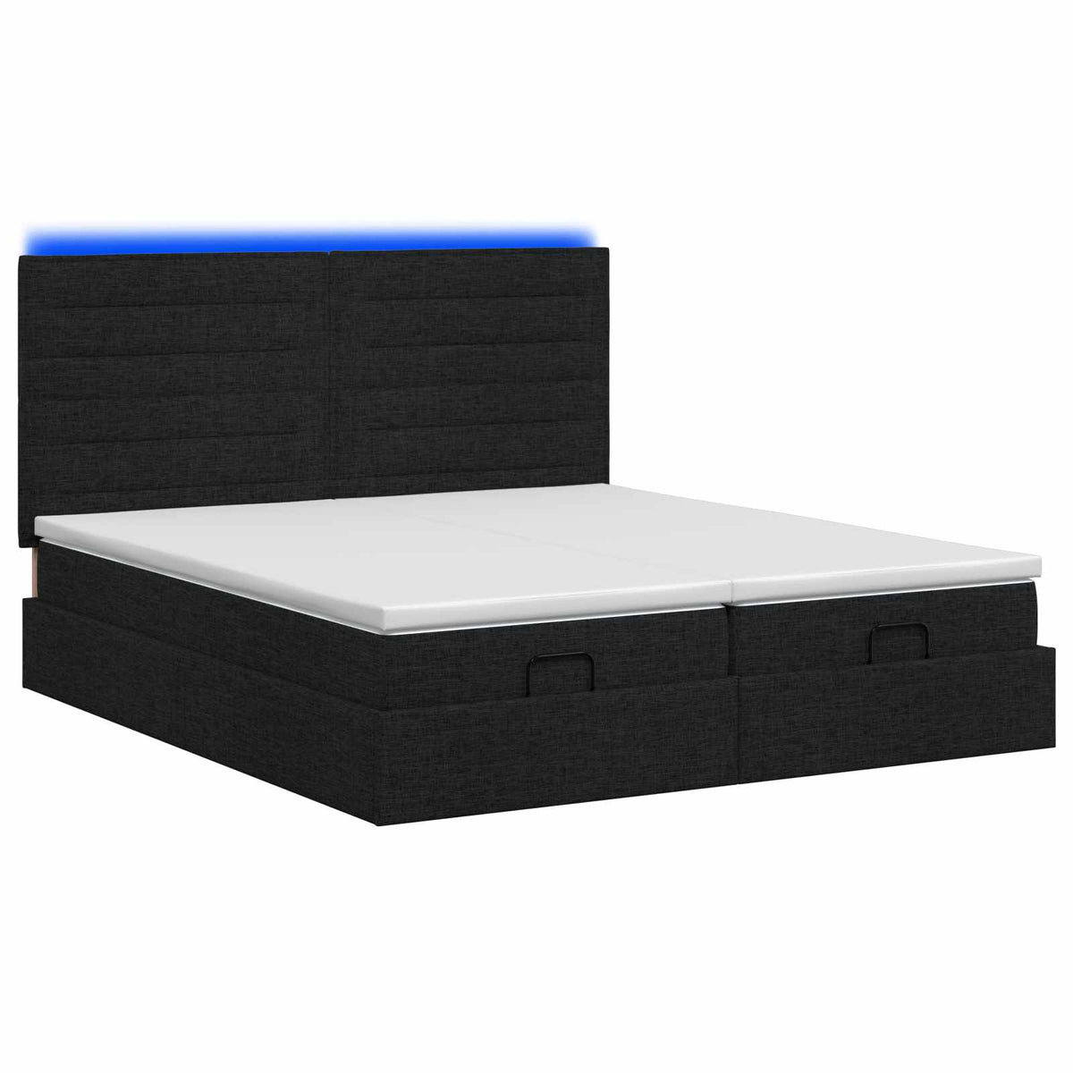 Ottoman-Bett mit Matratze und LED Schwarz 160 x 200 cm Stoff