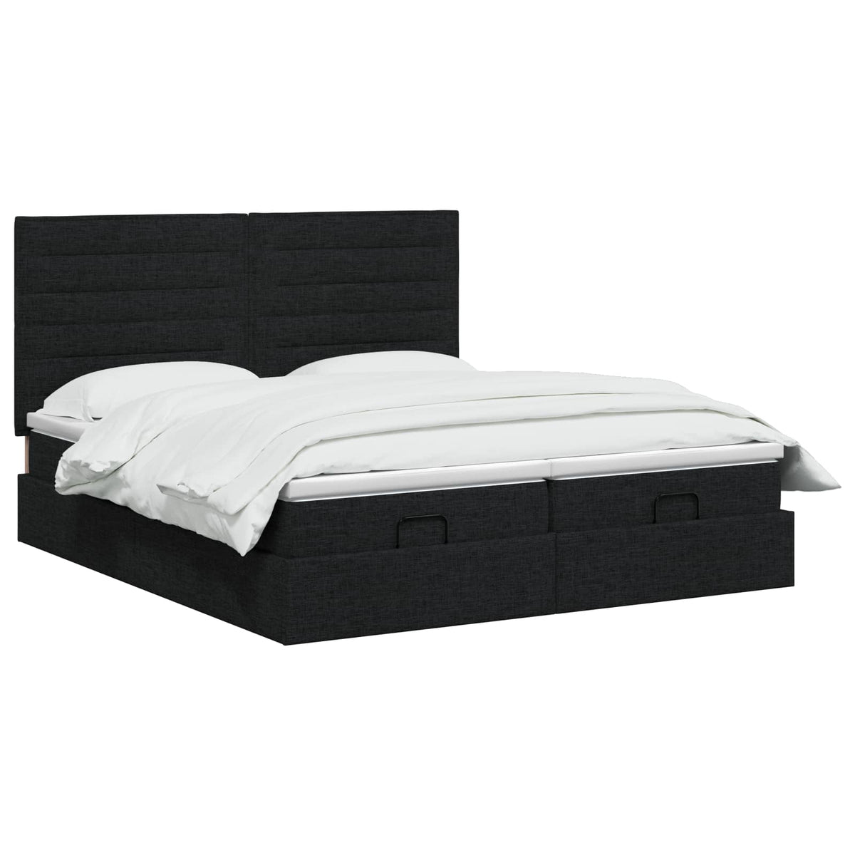 Ottoman-Bett mit Matratze und LED Schwarz 160 x 200 cm Stoff