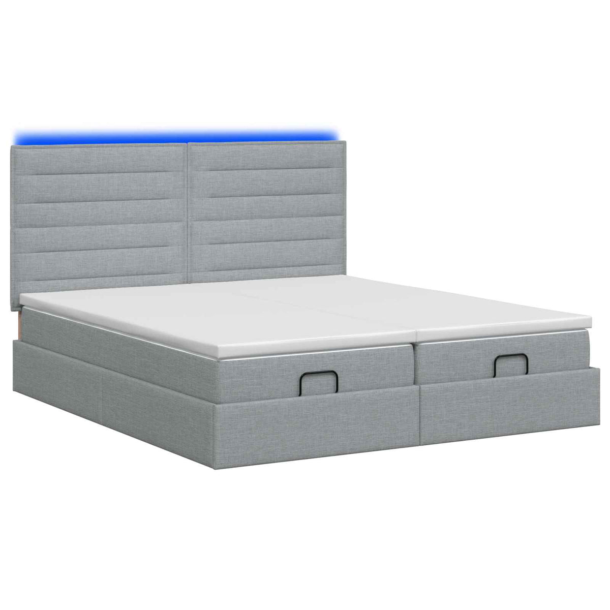Ottoman-Bett mit Matratze und LED Hellgrau 180 x 200 cm Stoff