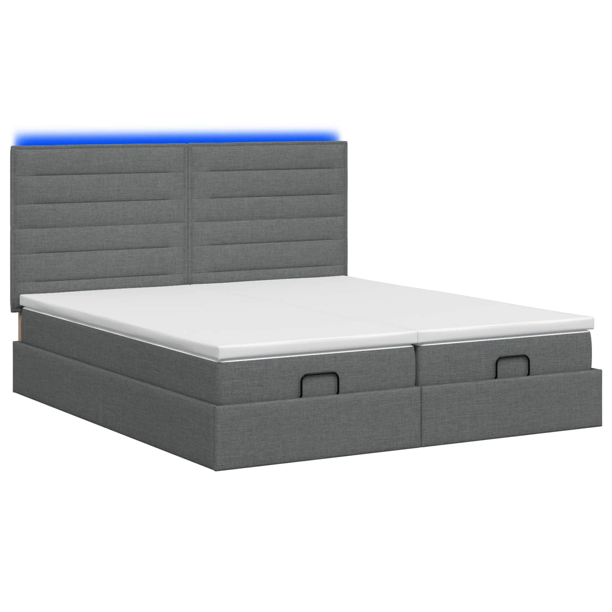 Ottoman-Bett mit Matratze und LED Dunkelgrau 180 x 200 cm Stoff