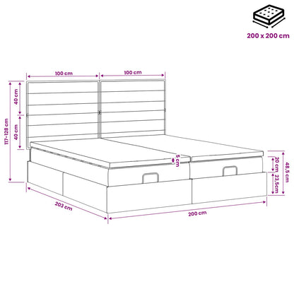 Ottoman-Bett mit Matratze und LED Dunkelgrau 200 x 200 cm Stoff