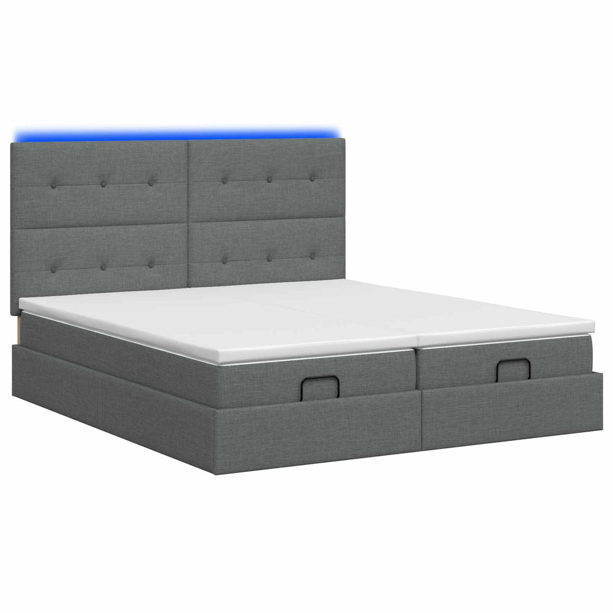 Ottoman-Bett mit Matratze und LED Dunkelgrau 160 x 200 cm Stoff