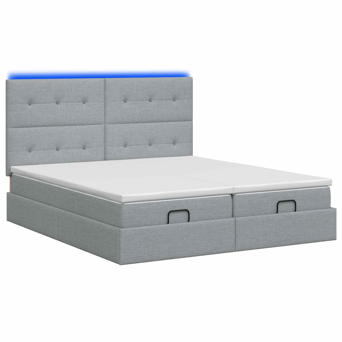 Ottoman-Bett mit Matratze und LED Hellgrau 180 x 200 cm Stoff
