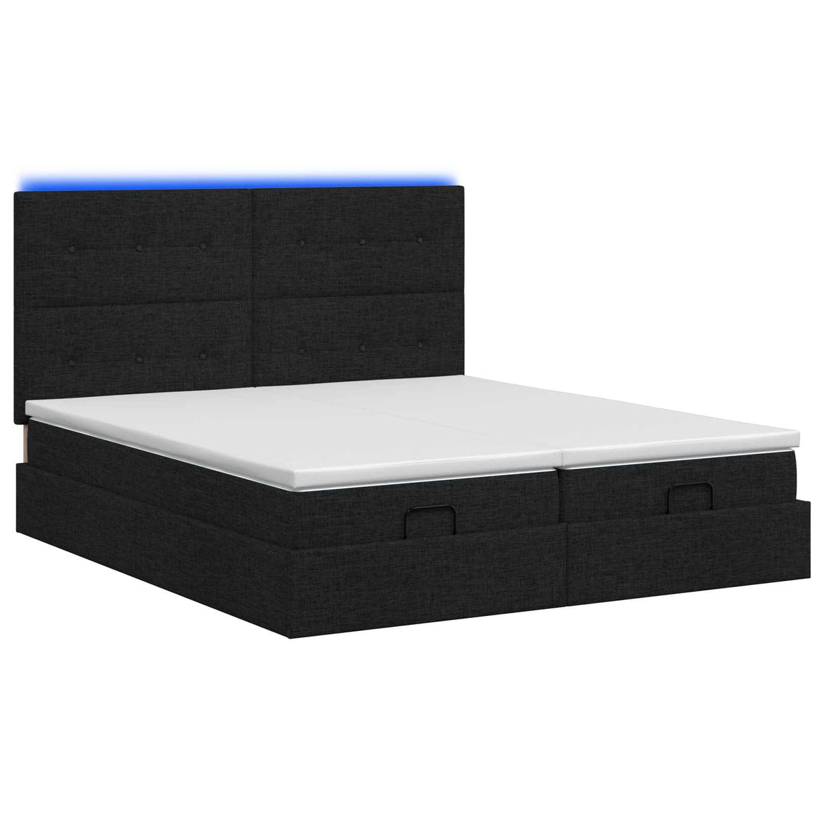 Ottoman-Bett mit Matratze und LED Schwarz 180 x 200 cm Stoff
