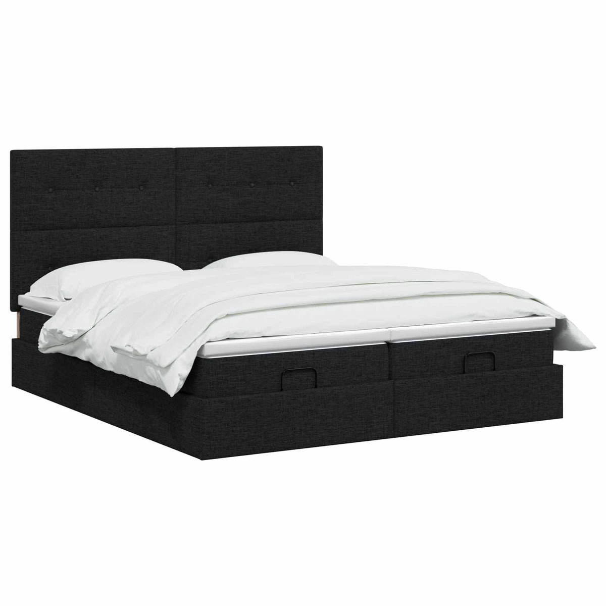 Ottoman-Bett mit Matratze und LED Schwarz 180 x 200 cm Stoff