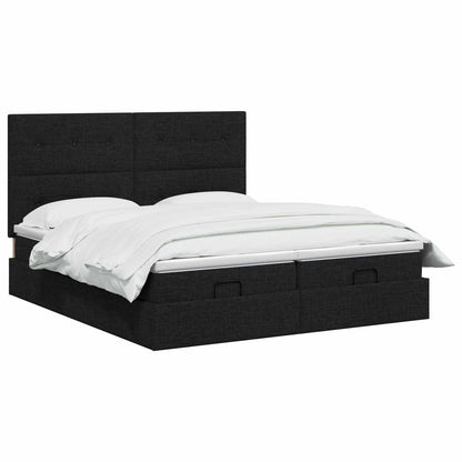 Ottoman-Bett mit Matratze und LED Schwarz 180 x 200 cm Stoff