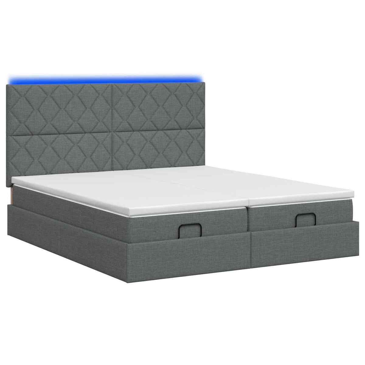 Ottoman-Bett mit Matratze und LED Dunkelgrau 160 x 200 cm Stoff
