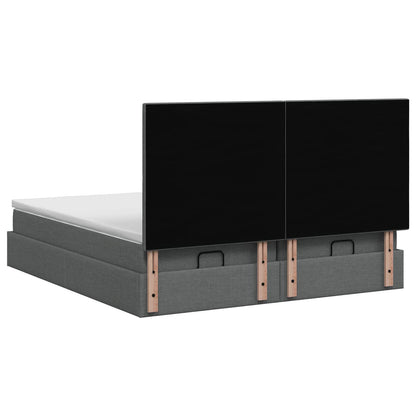 Ottoman-Bett mit Matratze und LED Dunkelgrau 160 x 200 cm Stoff