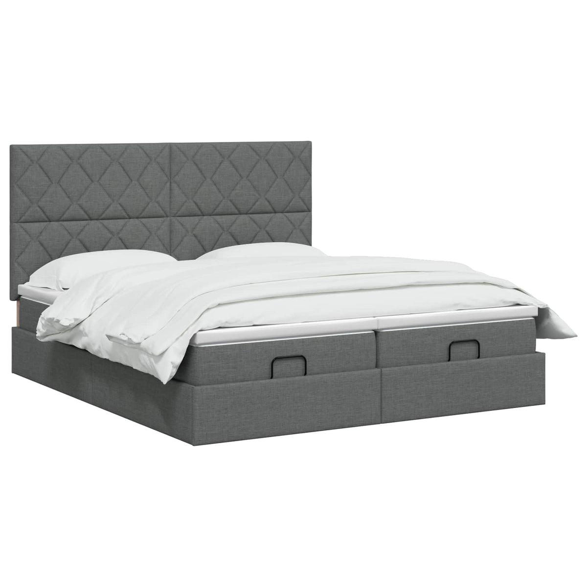 Ottoman-Bett mit Matratze und LED Dunkelgrau 160 x 200 cm Stoff