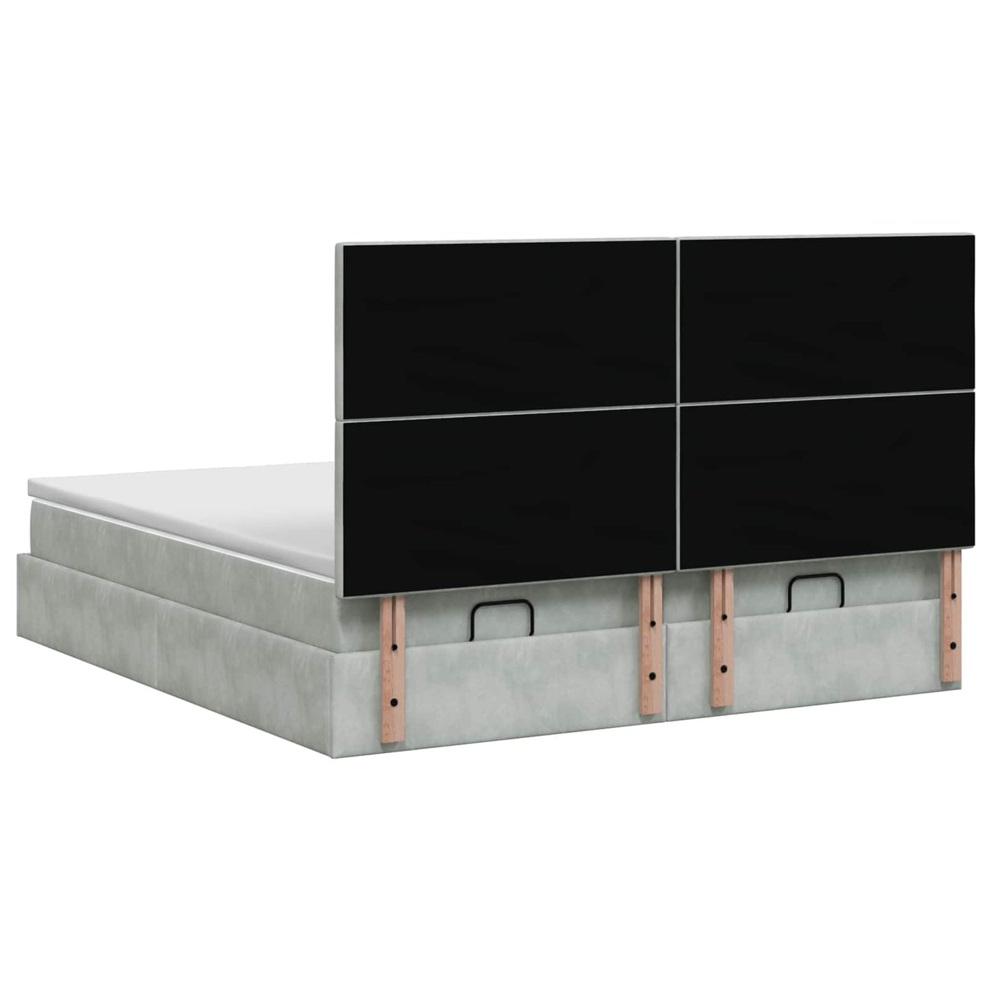 Ottoman-Bett mit Matratze und LED Hellgrau 200 x 200 cm Samt
