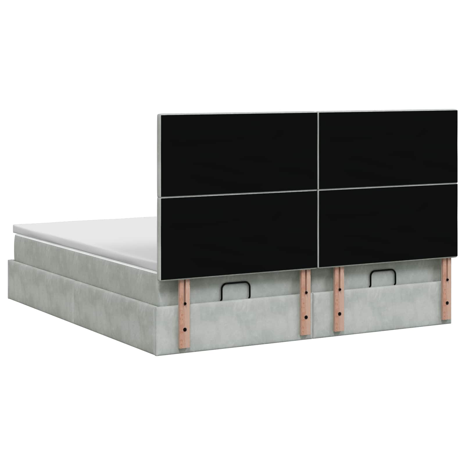 Ottoman-Bett mit Matratze und LED Hellgrau 200 x 200 cm Samt