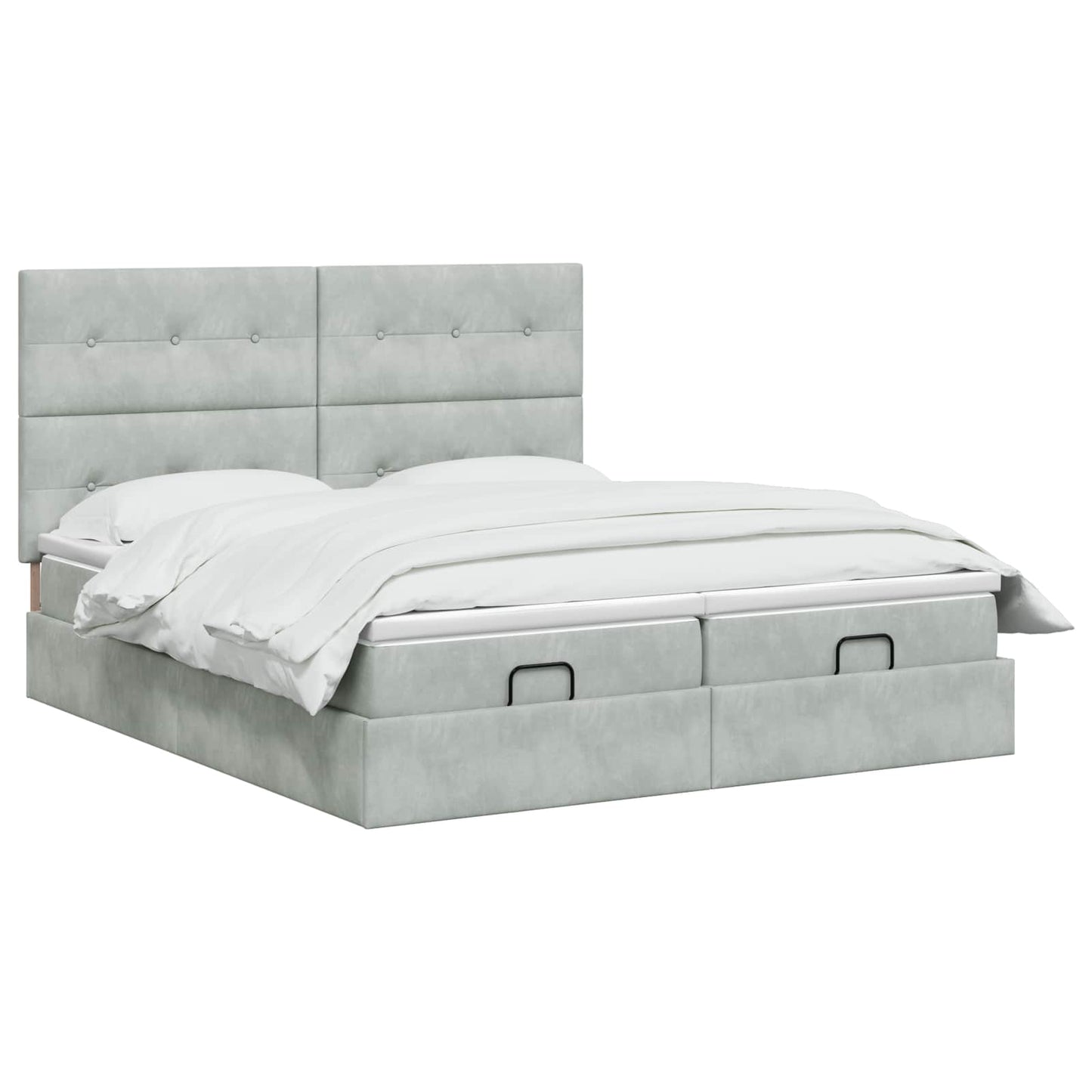 Ottoman-Bett mit Matratze und LED Hellgrau 200 x 200 cm Samt