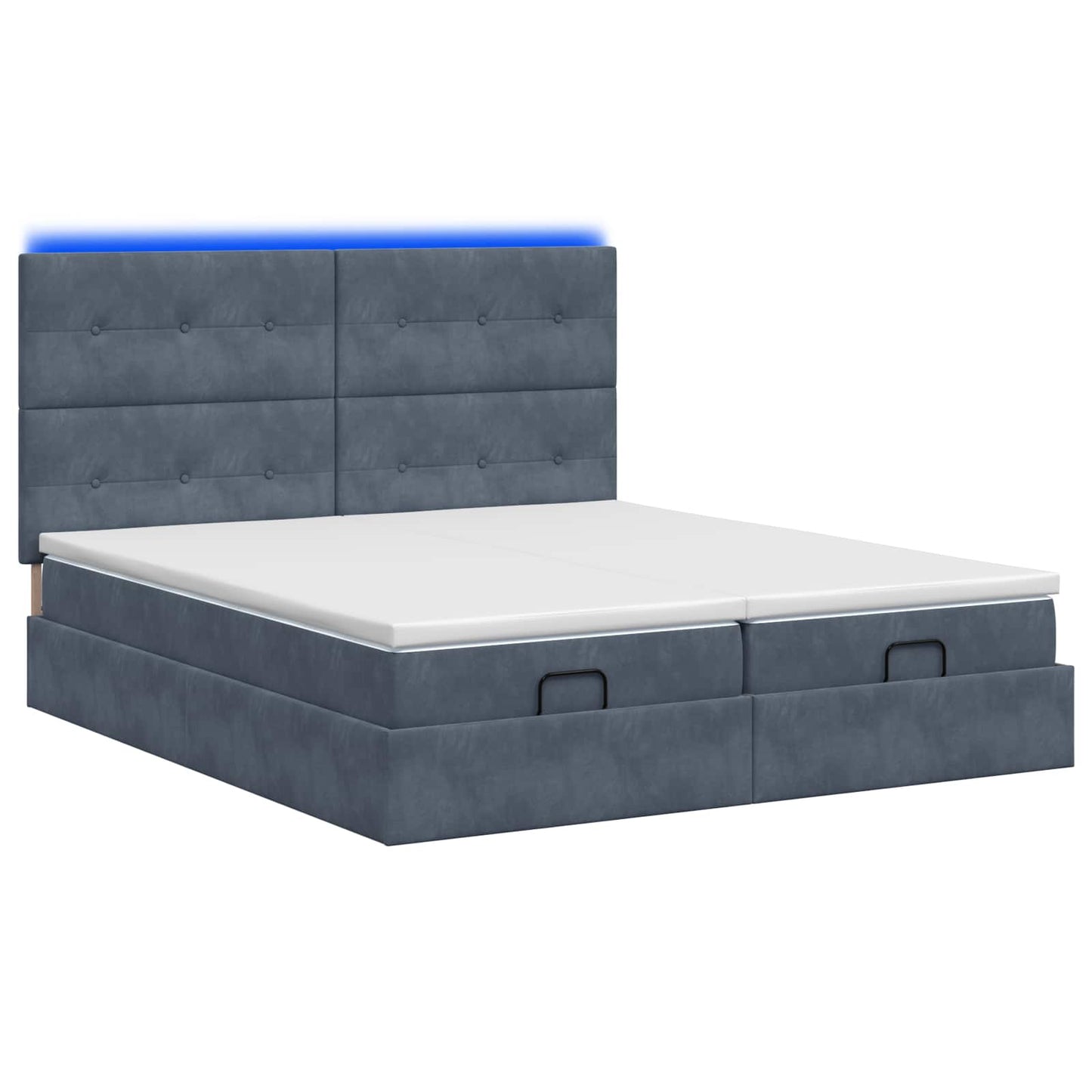 Ottoman-Bett mit Matratze und LED Dunkelgrau 200 x 200 cm Samt