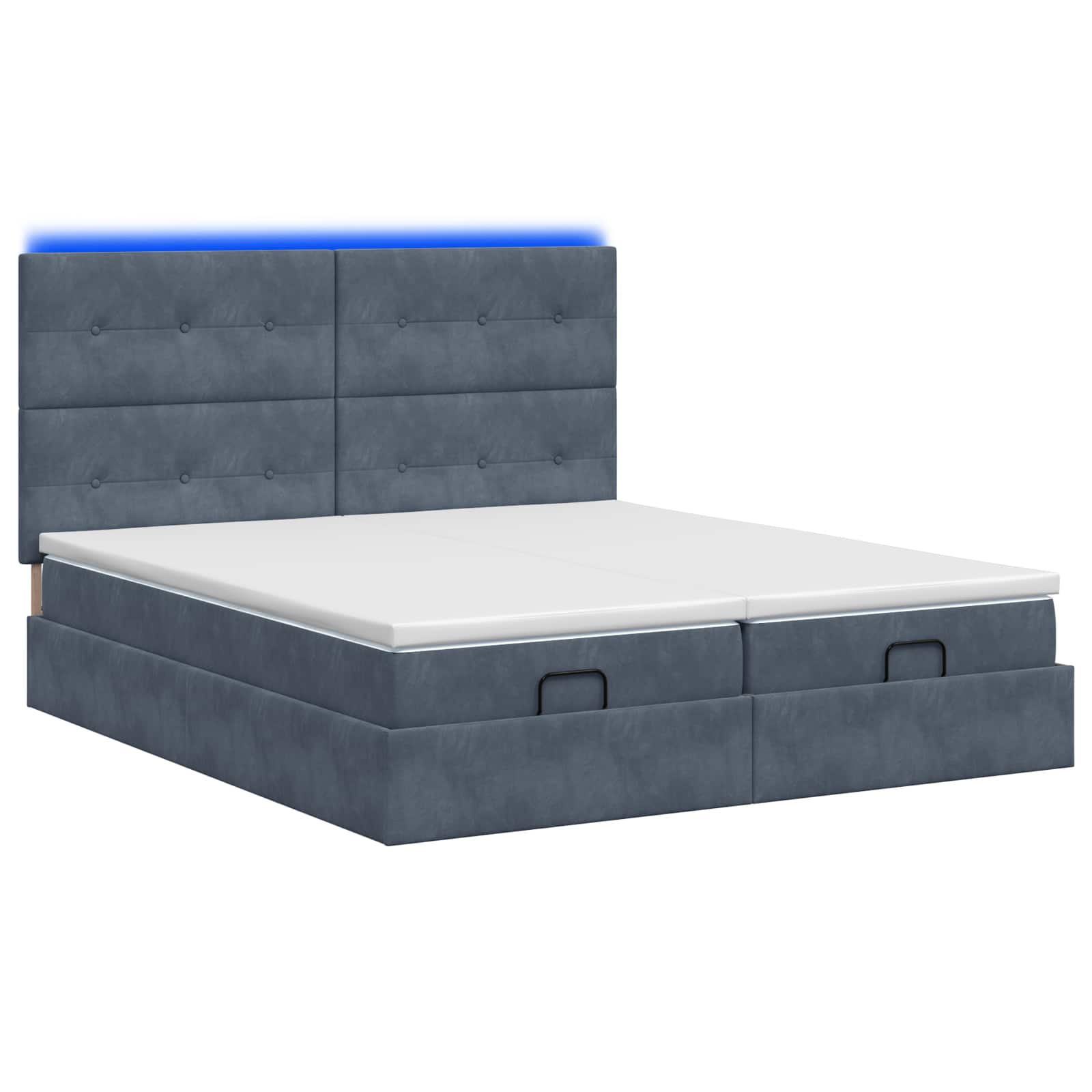 Ottoman-Bett mit Matratze und LED Dunkelgrau 200 x 200 cm Samt