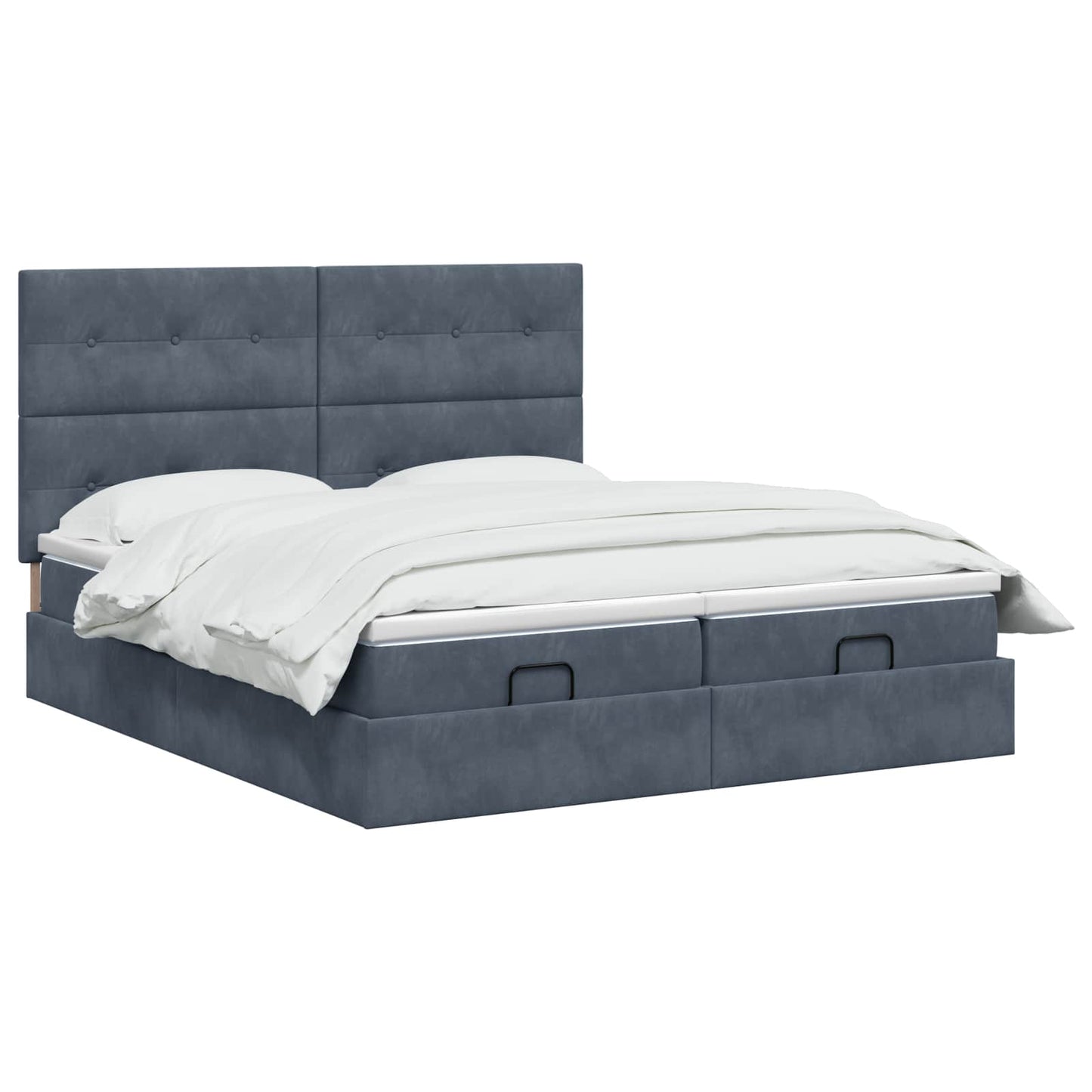 Ottoman-Bett mit Matratze und LED Dunkelgrau 200 x 200 cm Samt