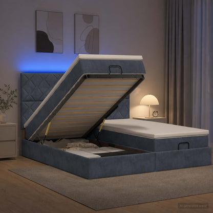 Ottoman-Bett mit Matratze und LED Dunkelgrau 160 x 200 cm Samt