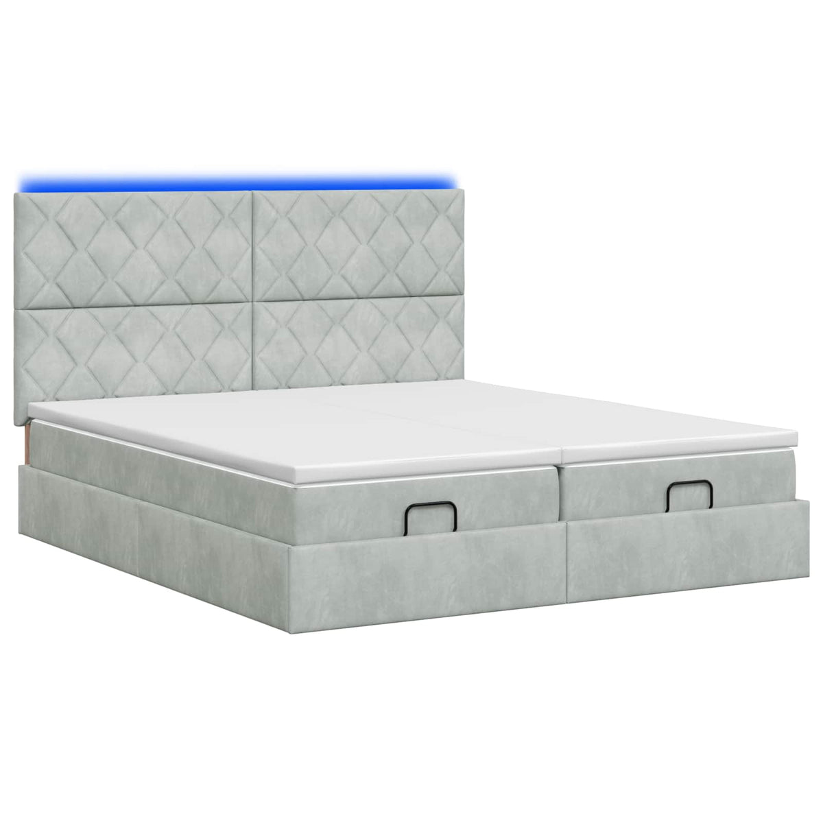Ottoman-Bett mit Matratze und LED Hellgrau 200 x 200 cm Samt