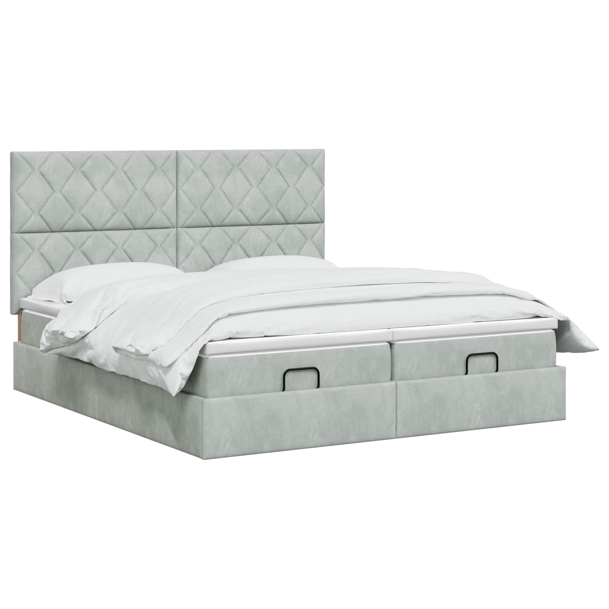 Ottoman-Bett mit Matratze und LED Hellgrau 200 x 200 cm Samt
