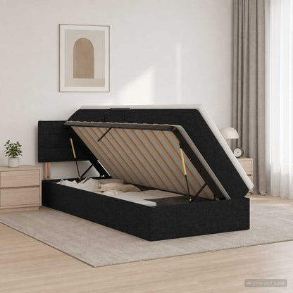 LED-Speicherbett mit Matratze Schwarz 100 x 200 cm Stoff