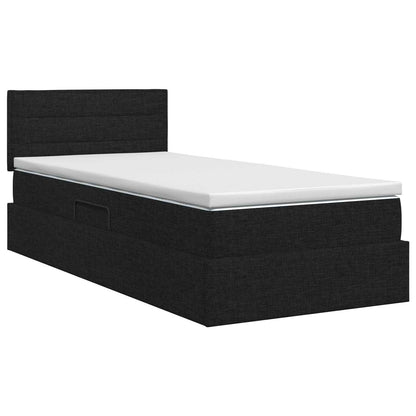 Aufbewahrungsbett mit Matratze Schwarz 90 x 200 cm Samt