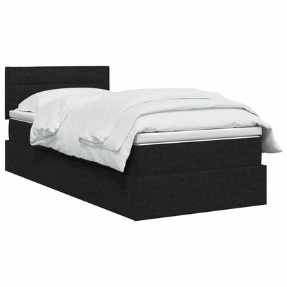 Aufbewahrungsbett mit Matratze Schwarz 90 x 200 cm Samt