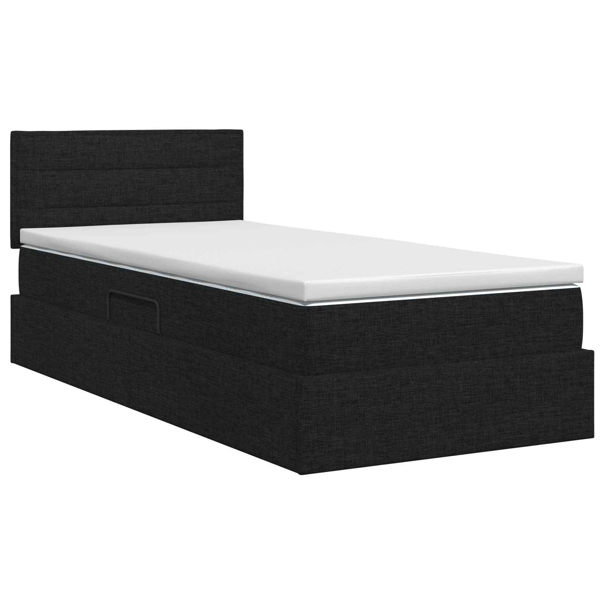 Aufbewahrungsbett mit Matratze Schwarz 100 x 200 cm Samt