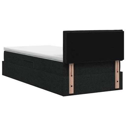 Aufbewahrungsbett mit Matratze Schwarz 100 x 200 cm Samt