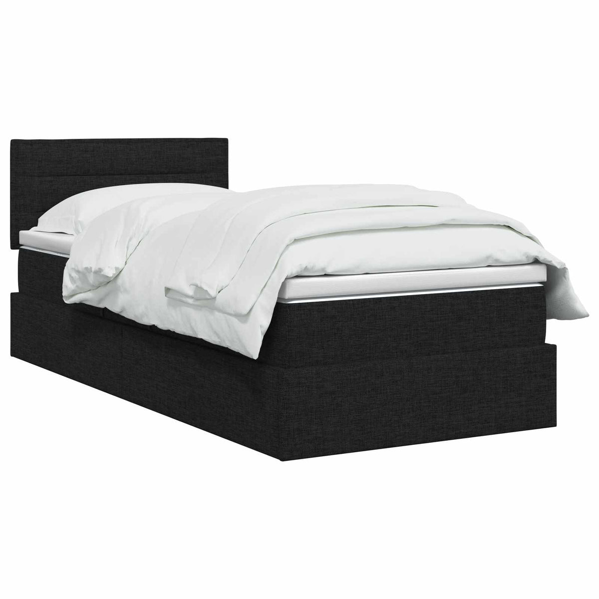 Aufbewahrungsbett mit Matratze Schwarz 100 x 200 cm Samt