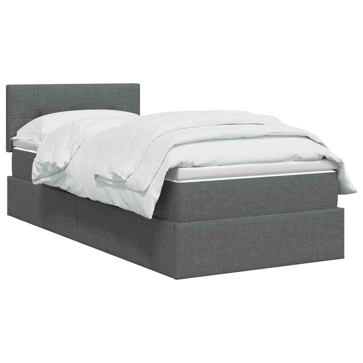 Aufbewahrungsbett mit Matratze Dunkelgrau 90 x 190 cm Samt