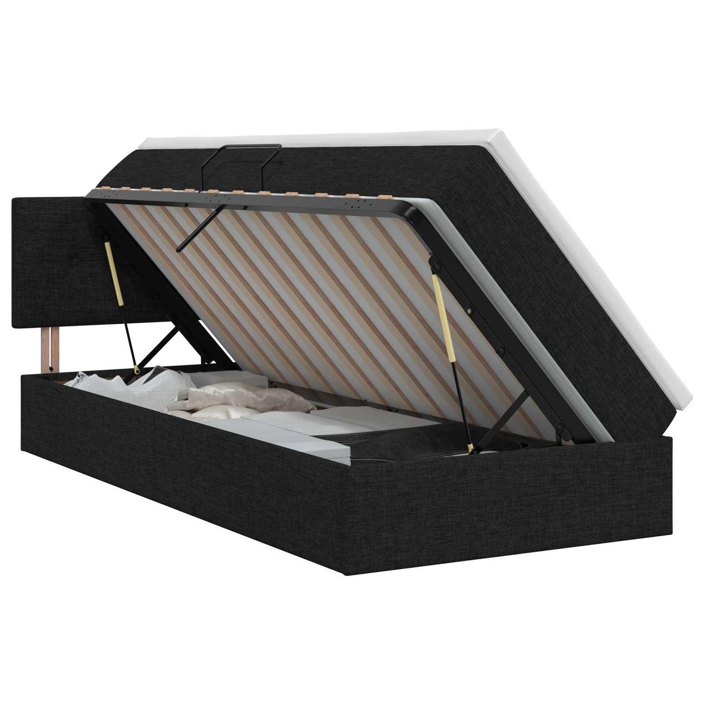 Aufbewahrungsbett mit Matratze Schwarz 90 x 190 cm Samt