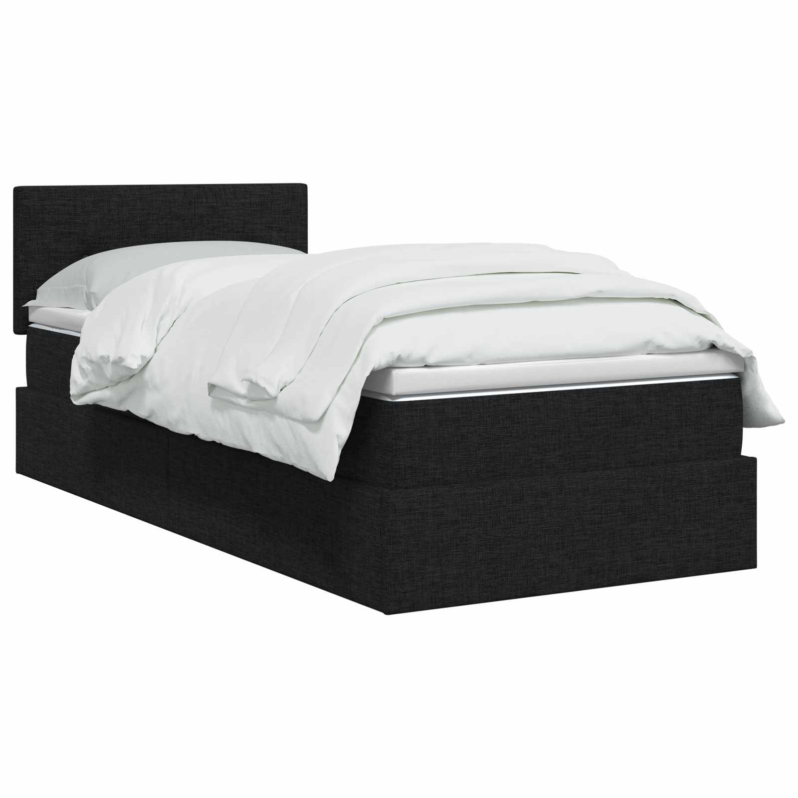 Aufbewahrungsbett mit Matratze Schwarz 90 x 190 cm Samt