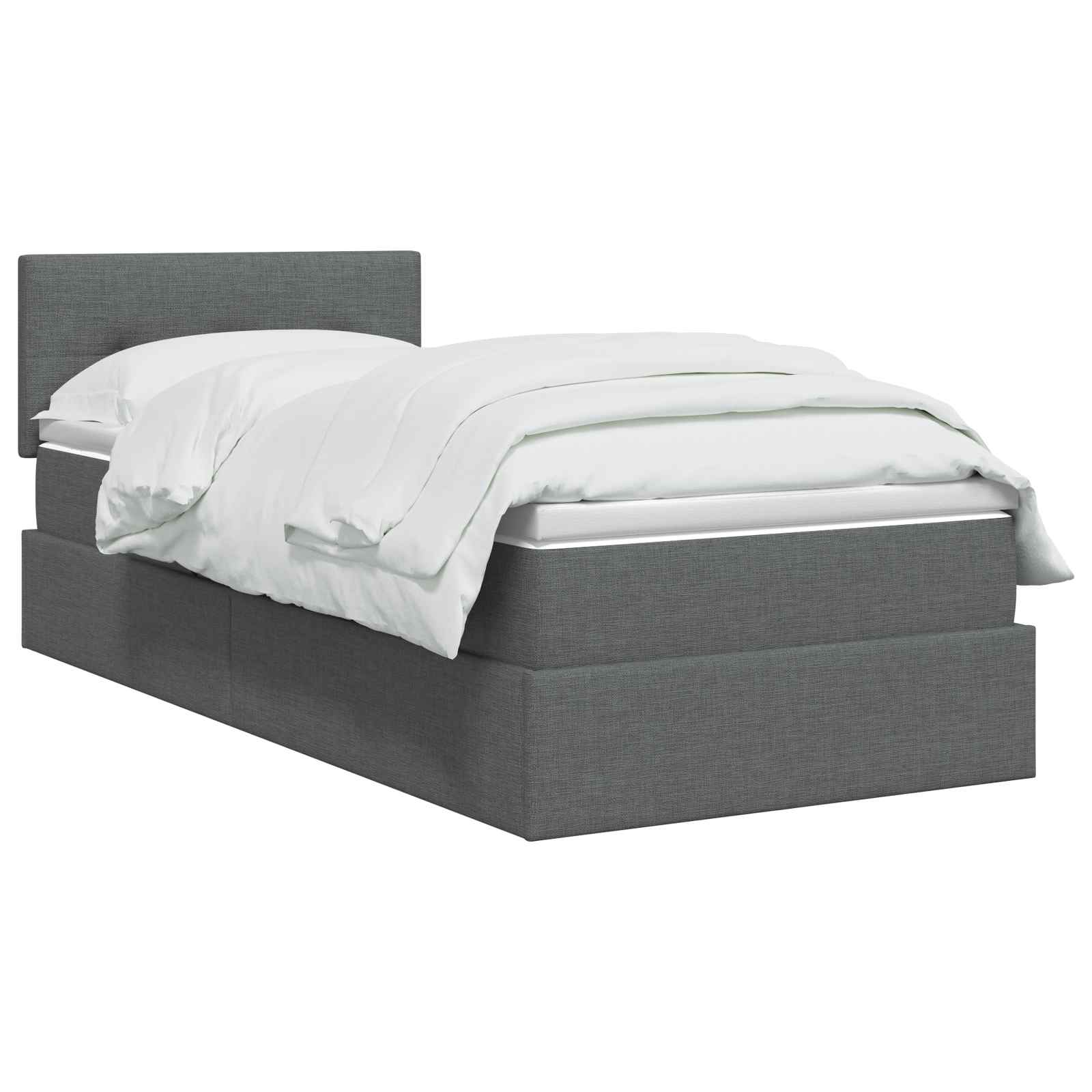 Aufbewahrungsbett mit Matratze Dunkelgrau 100 x 200 cm Samt