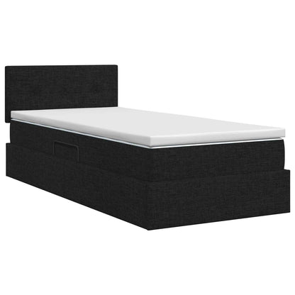 Aufbewahrungsbett mit Matratze Schwarz 100 x 200 cm Samt