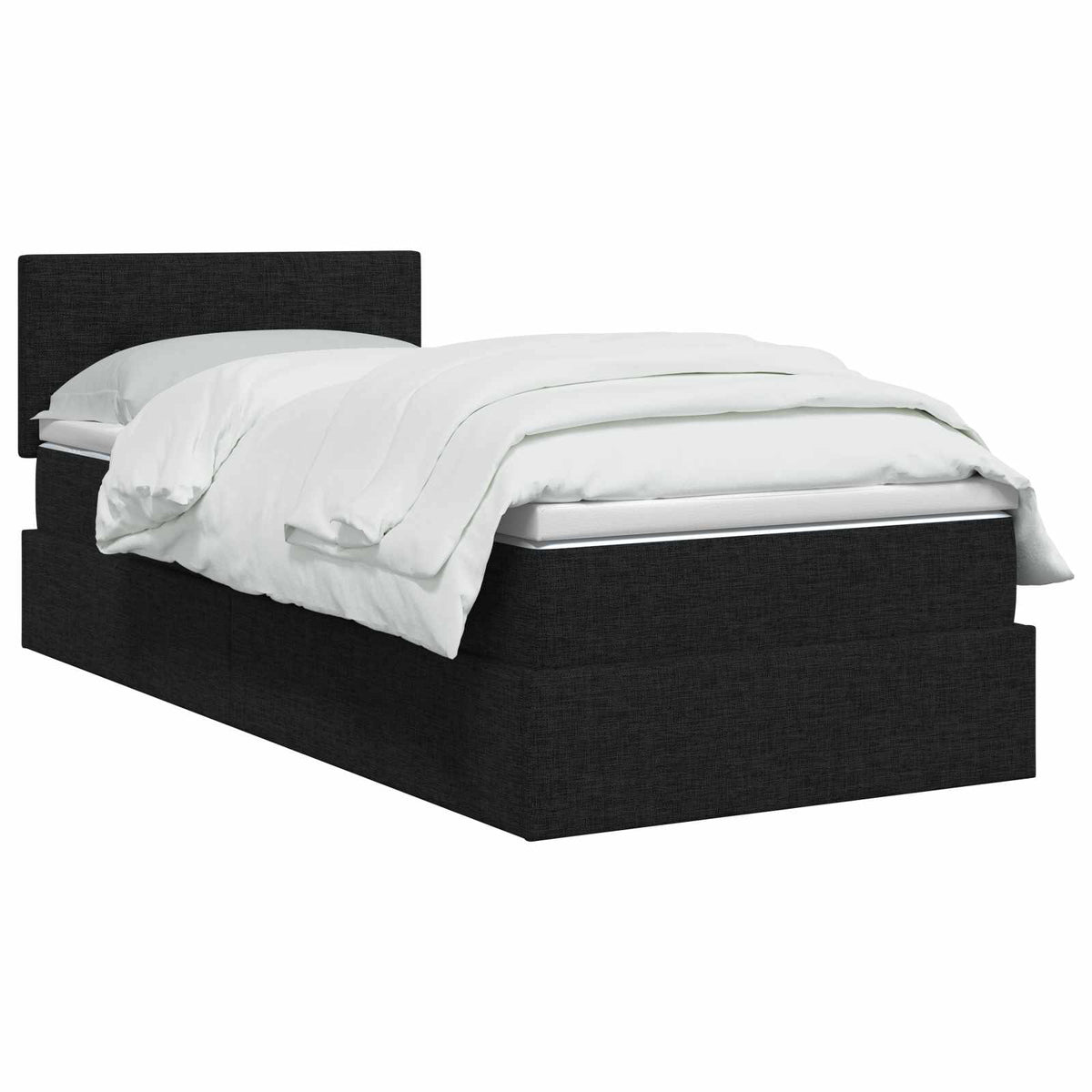 Aufbewahrungsbett mit Matratze Schwarz 100 x 200 cm Samt