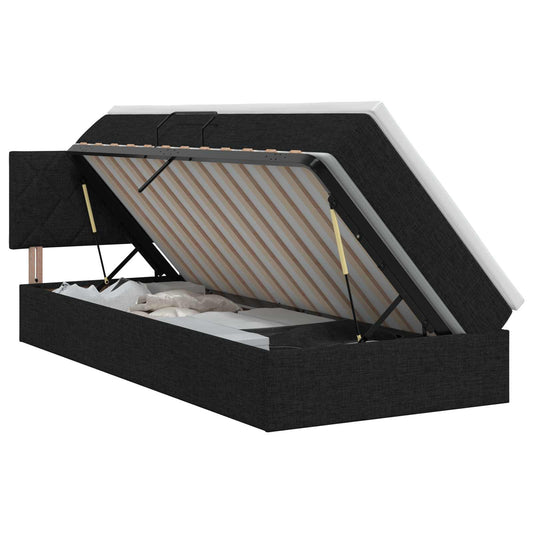 Aufbewahrungsbett mit Matratze Schwarz 90 x 190 cm Samt