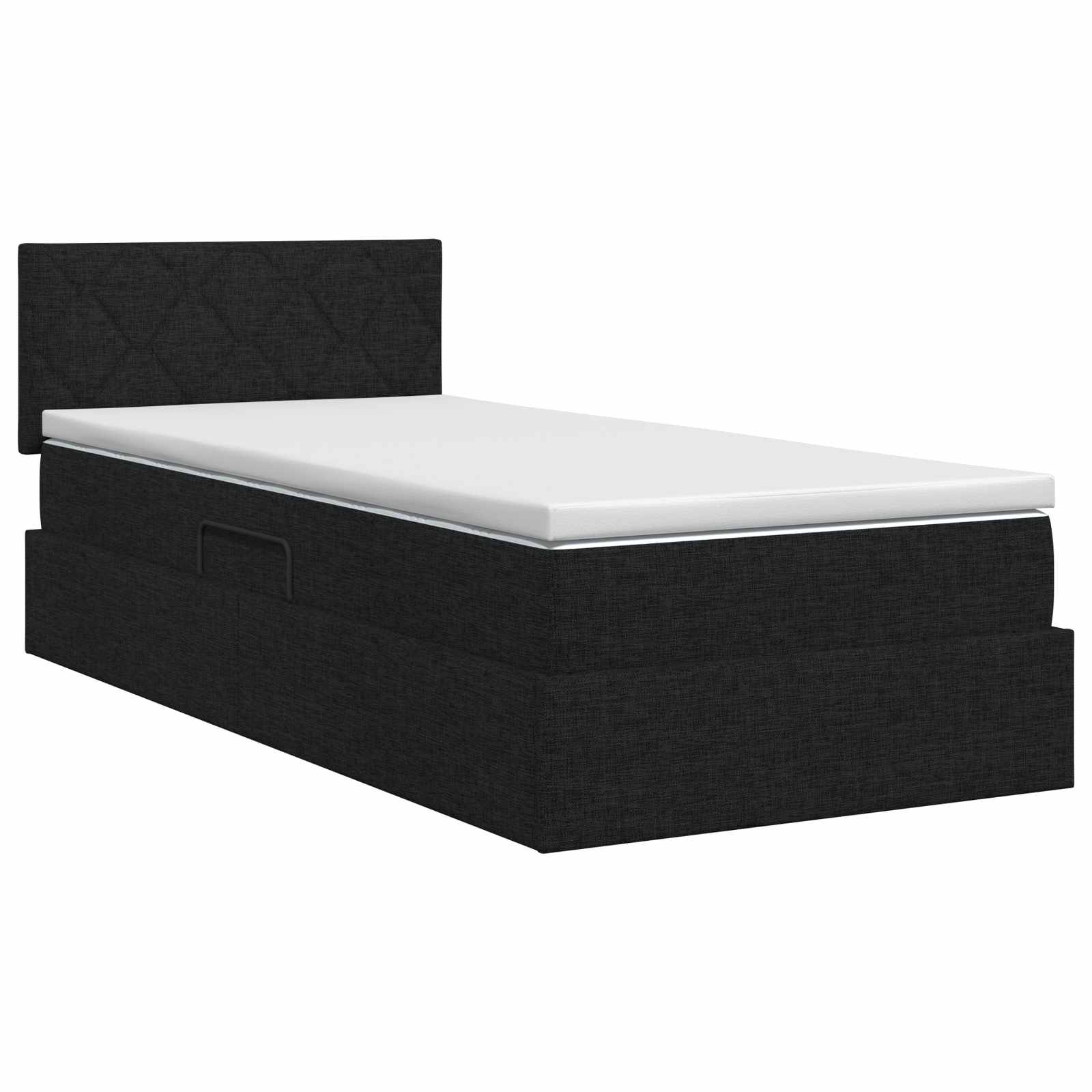 Aufbewahrungsbett mit Matratze Schwarz 90 x 190 cm Samt