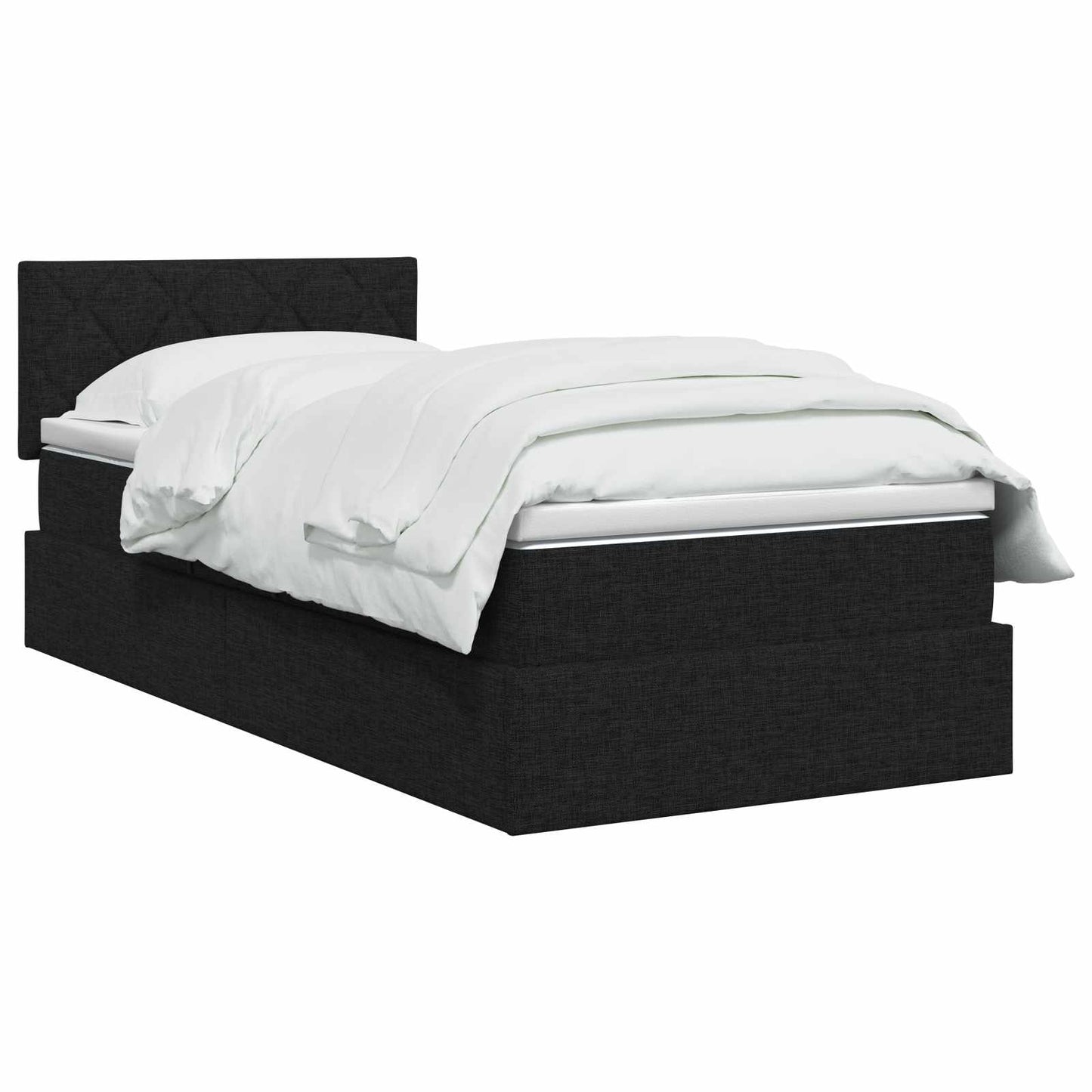 Aufbewahrungsbett mit Matratze Schwarz 90 x 190 cm Samt