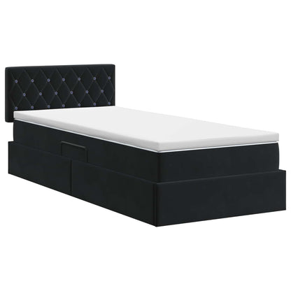 Aufbewahrungsbett mit Kopfteil Schwarz 90 x 200 cm Samt