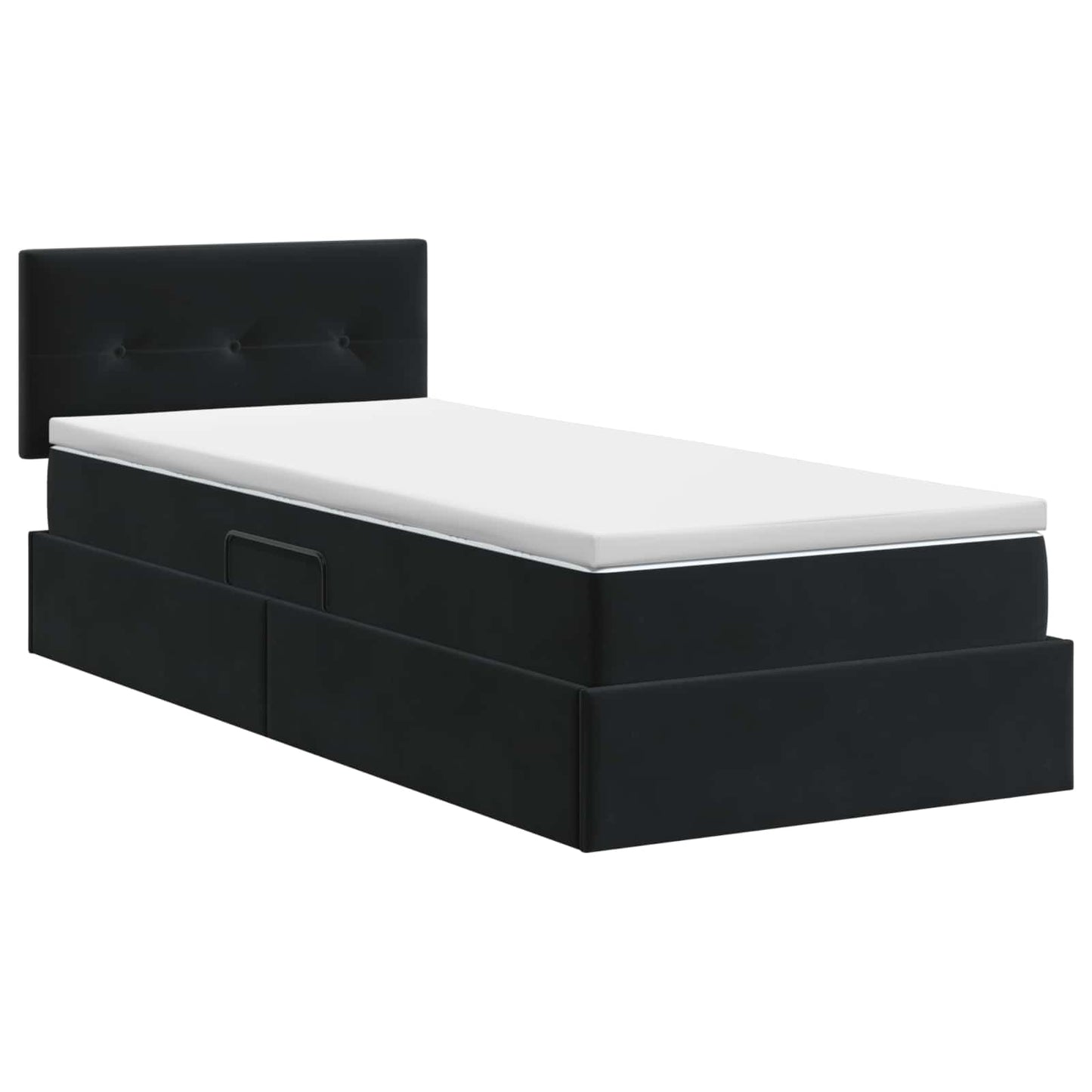 Aufbewahrungsbett mit Kopfteil Schwarz 100 x 200 cm Samt