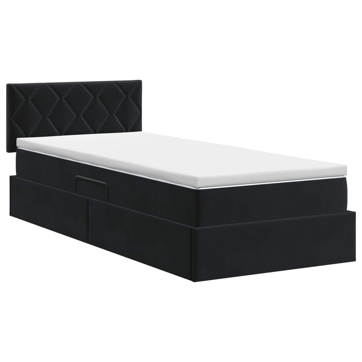 Aufbewahrungsbett mit Kopfteil Schwarz 90 x 200 cm Samt