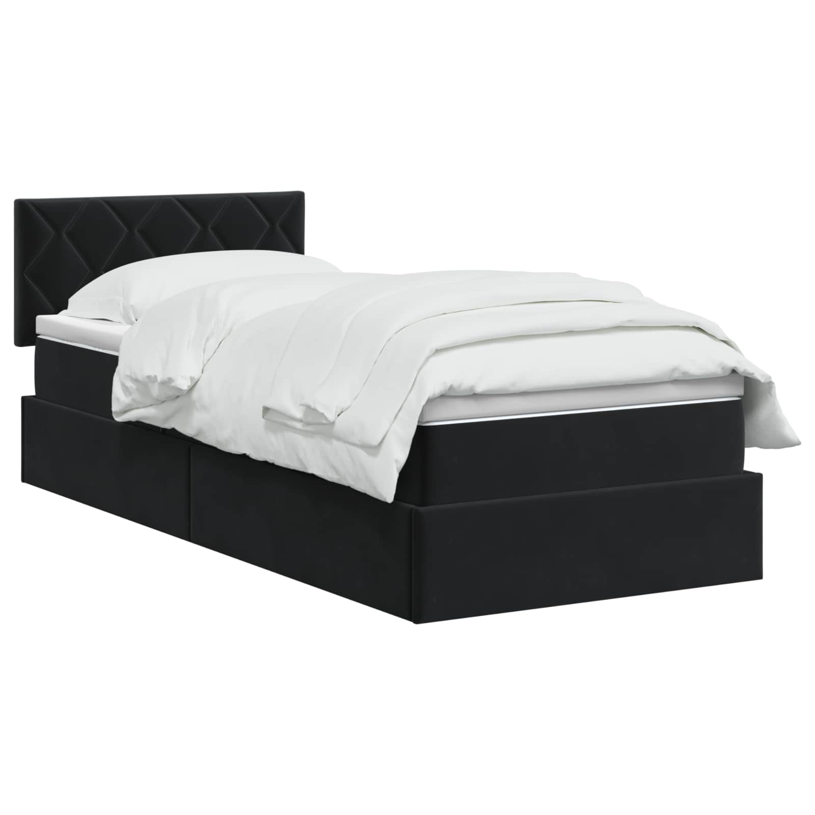 Aufbewahrungsbett mit Kopfteil Schwarz 90 x 200 cm Samt