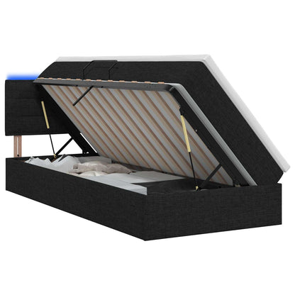 LED-Speicherbett mit Matratze Schwarz 90 x 200 cm Stoff