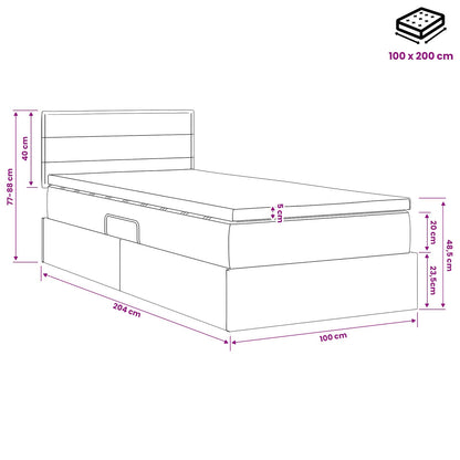 LED-Speicherbett mit Matratze Schwarz 100 x 200 cm Stoff