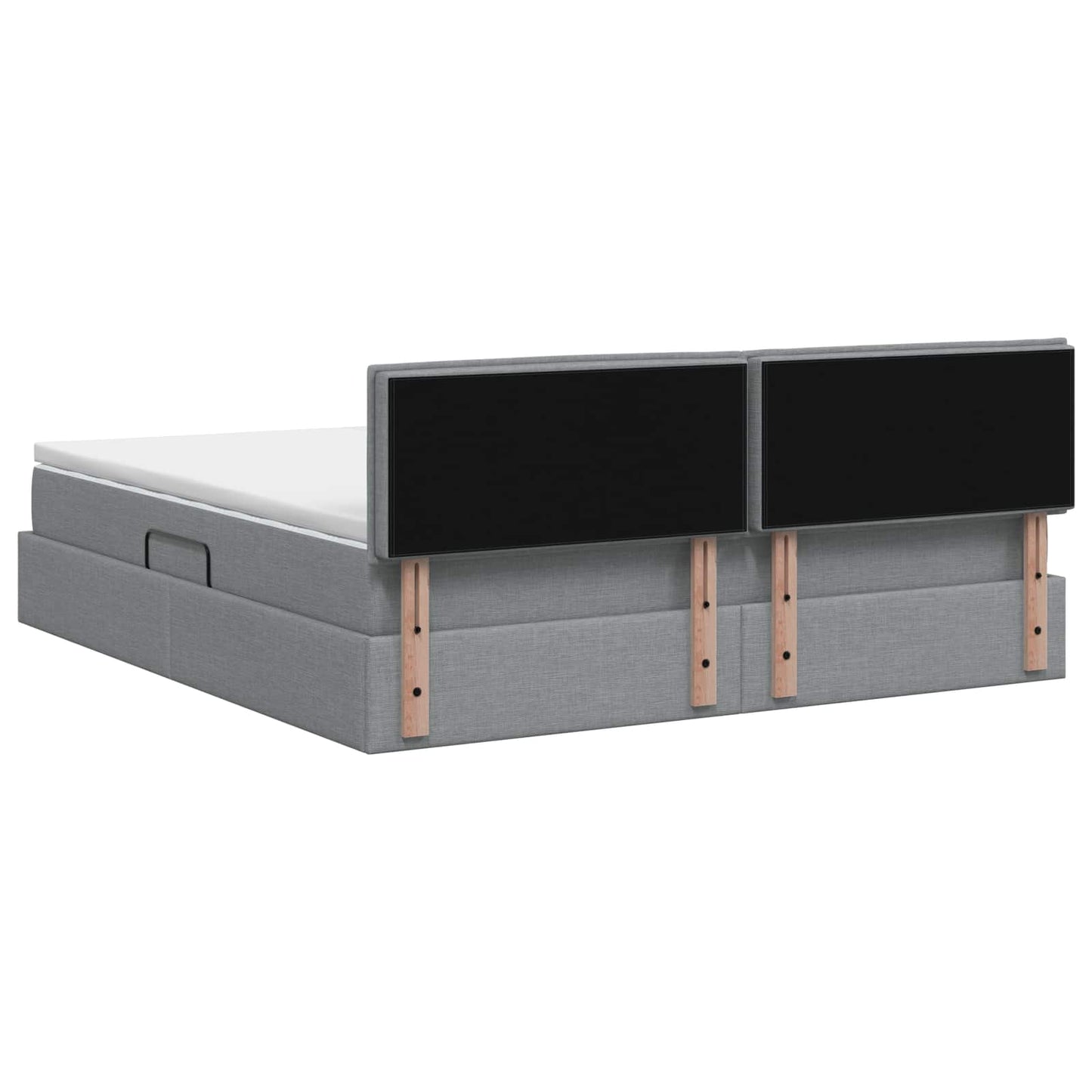LED-Speicherbett mit Matratze Hellgrau 140 x 200 cm Stoff