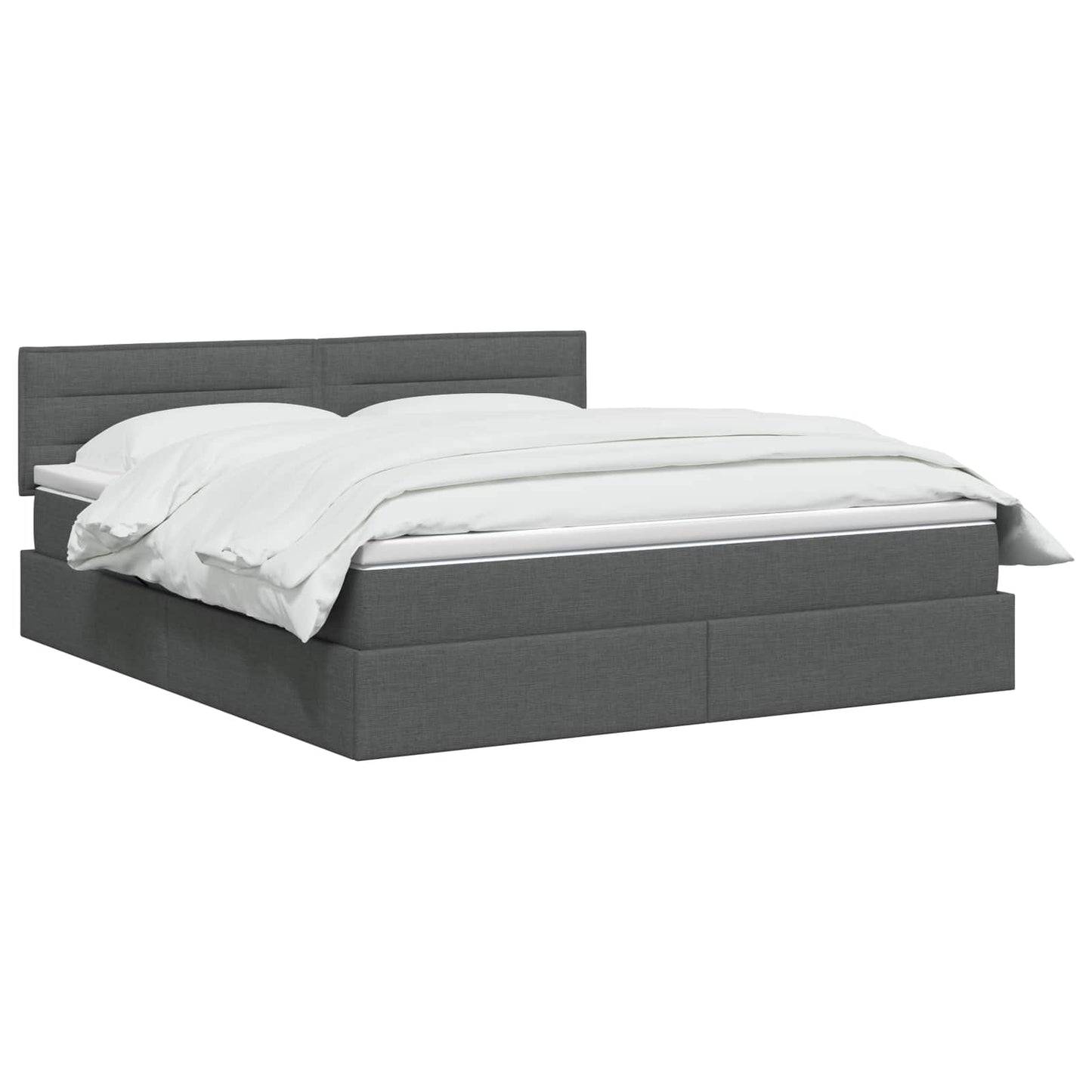 LED-Speicherbett mit Matratze Dunkelgrau 140 x 200 cm Stoff