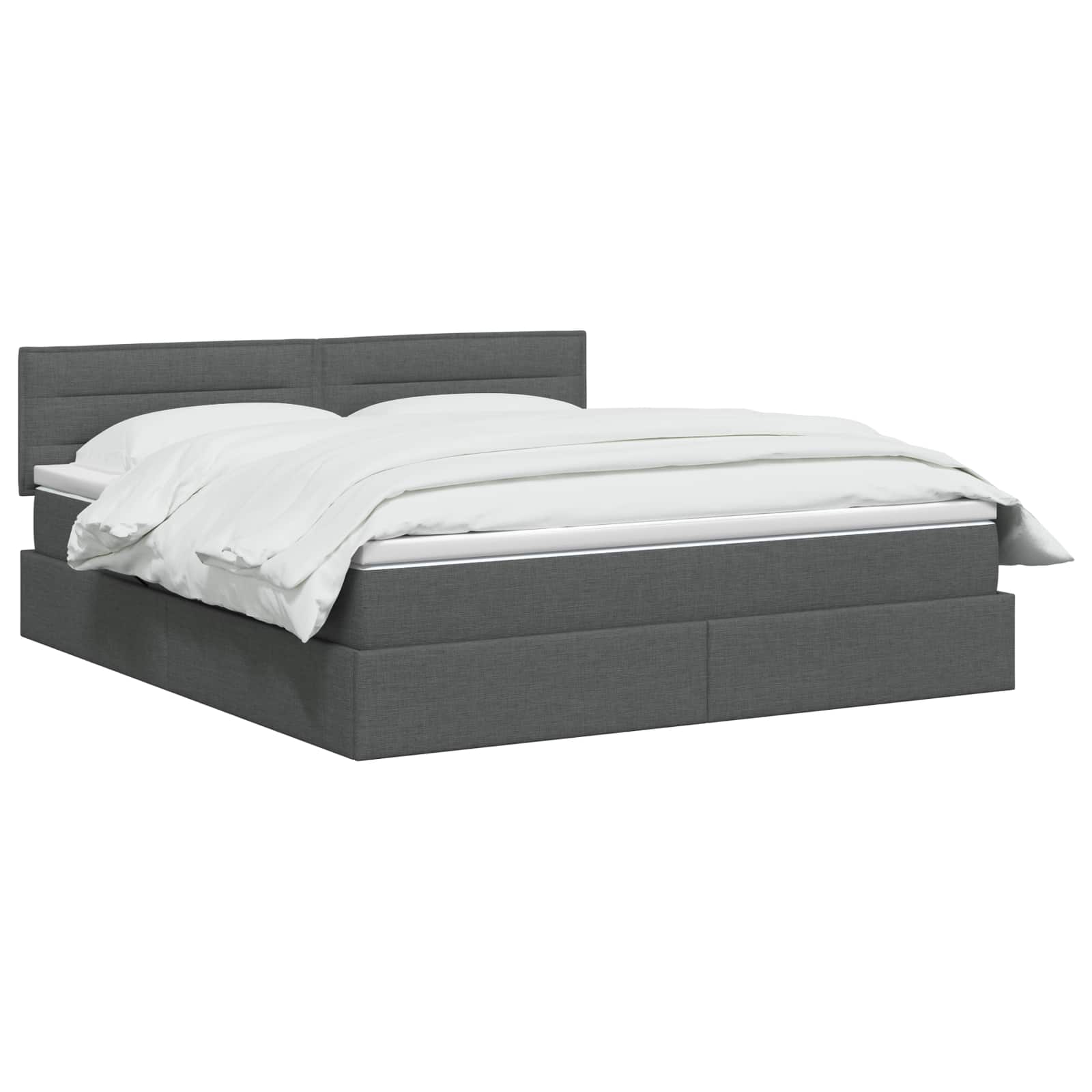 LED-Speicherbett mit Matratze Dunkelgrau 140 x 200 cm Stoff