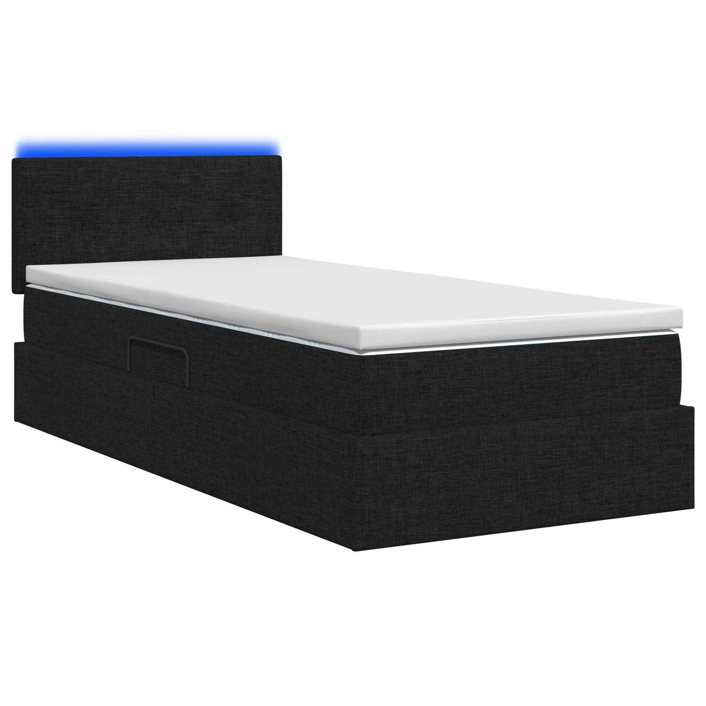 LED-Speicherbett mit Matratze Schwarz 90 x 190 cm Stoff