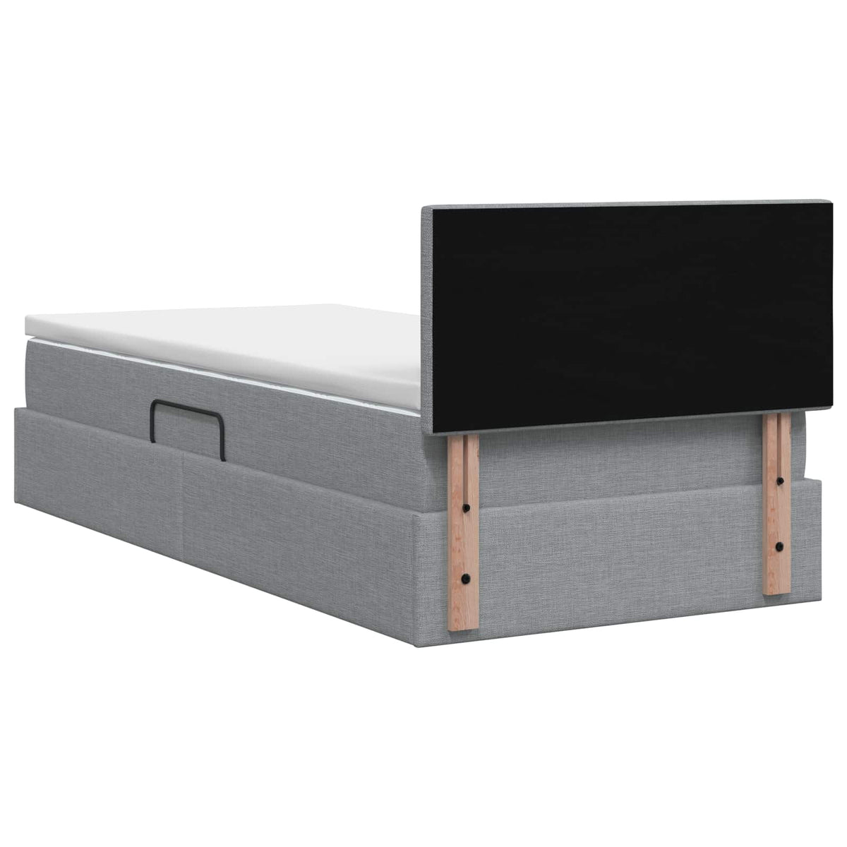 LED-Speicherbett mit Matratze Hellgrau 90 x 200 cm Stoff