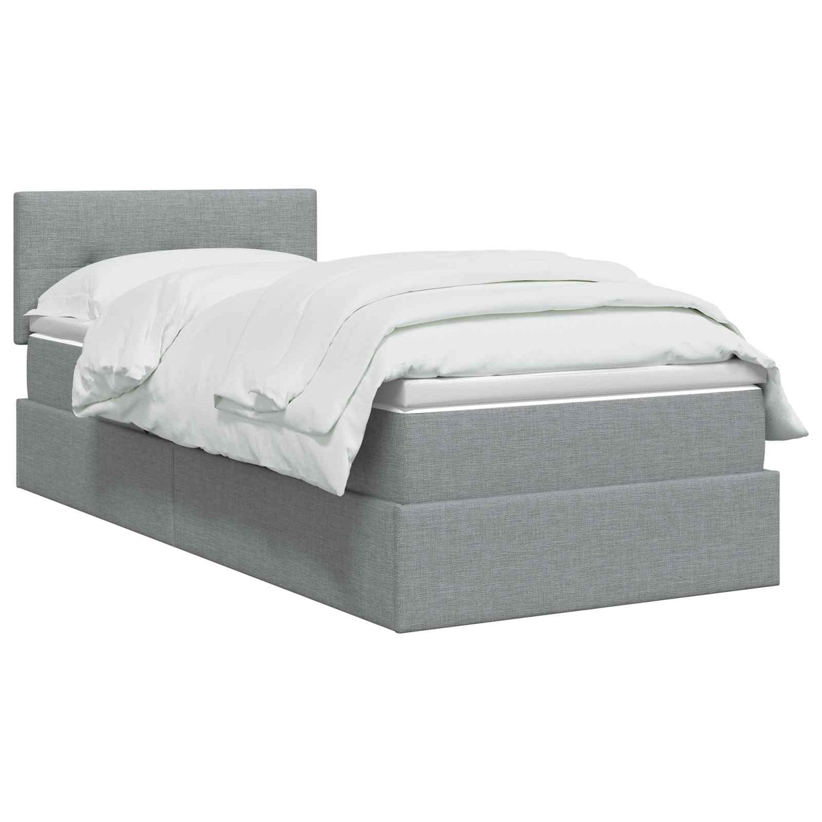 LED-Speicherbett mit Matratze Hellgrau 90 x 200 cm Stoff