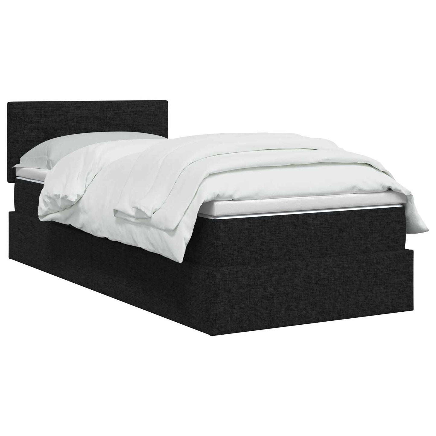 LED-Speicherbett mit Matratze Schwarz 90 x 200 cm Stoff